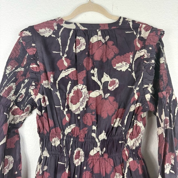 Cleobella Rainey Dress Floral Abstract Purple Pink Size Small Tiered Ruffles M - Picture 7 of 10